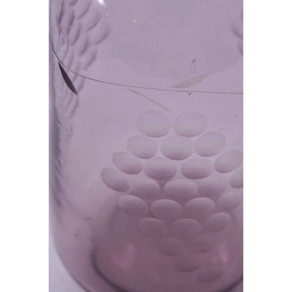 Pink Depression Glass Vase Etched Embossed Glass Grape Design